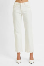 Tummy Control Mid Rise Ankle Straight Jeans | Sleek Everyday Fit