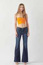 Artemis Vintage Mid Rise Super Flare Jeans – Stretchy Retro Chic Fit