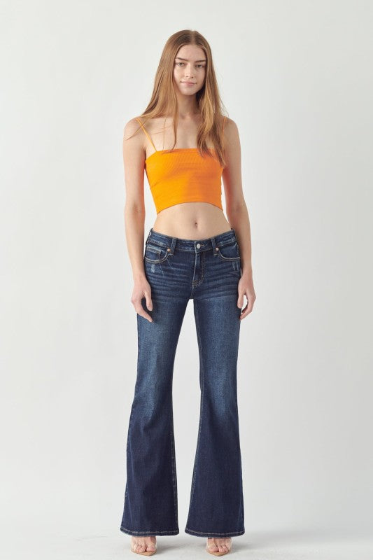 Artemis Vintage Mid Rise Super Flare Jeans – Stretchy Retro Chic Fit