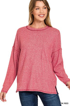 Zenana Melange Hacci Long Sleeve T-Shirt – Soft & Stylish Wardrobe Essential