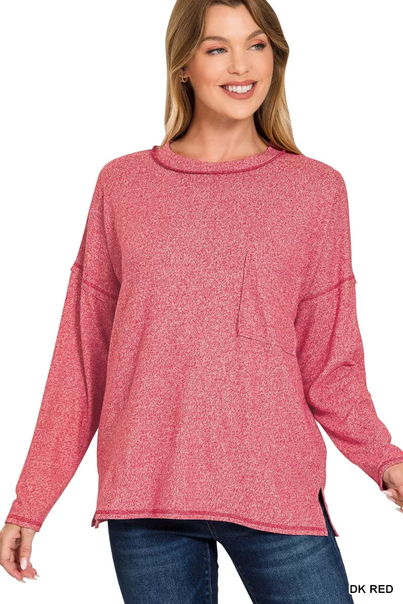 Zenana Melange Hacci Long Sleeve T-Shirt – Soft & Stylish Wardrobe Essential