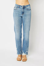 Judy Blue High Waist Heavy Destroy Straight Jeans – Edgy Denim Style