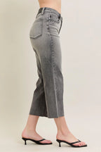 Judy Blue Women's High Waist Wide Leg Capri Jeans Stretch Denim, Casual Summer Style.