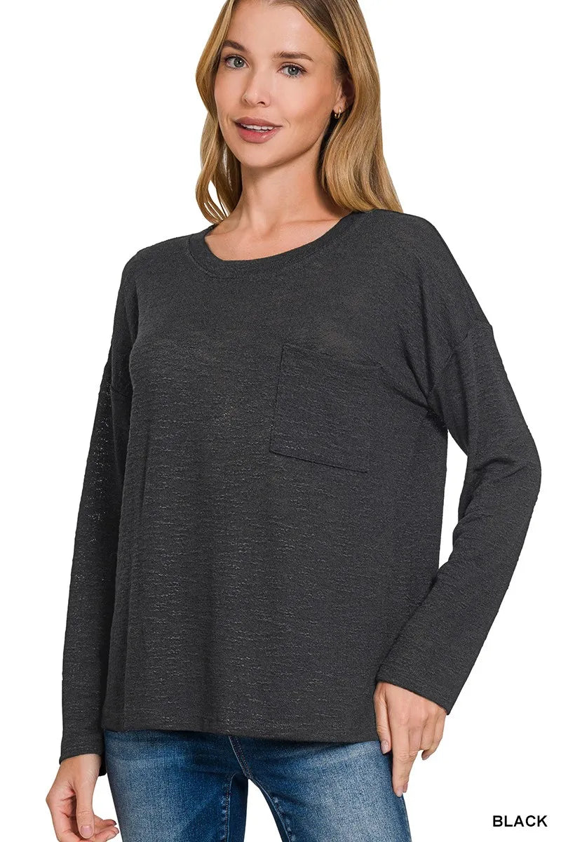 Zenana Classic Long Sleeve T-Shirt – Heather Charcoal Gray