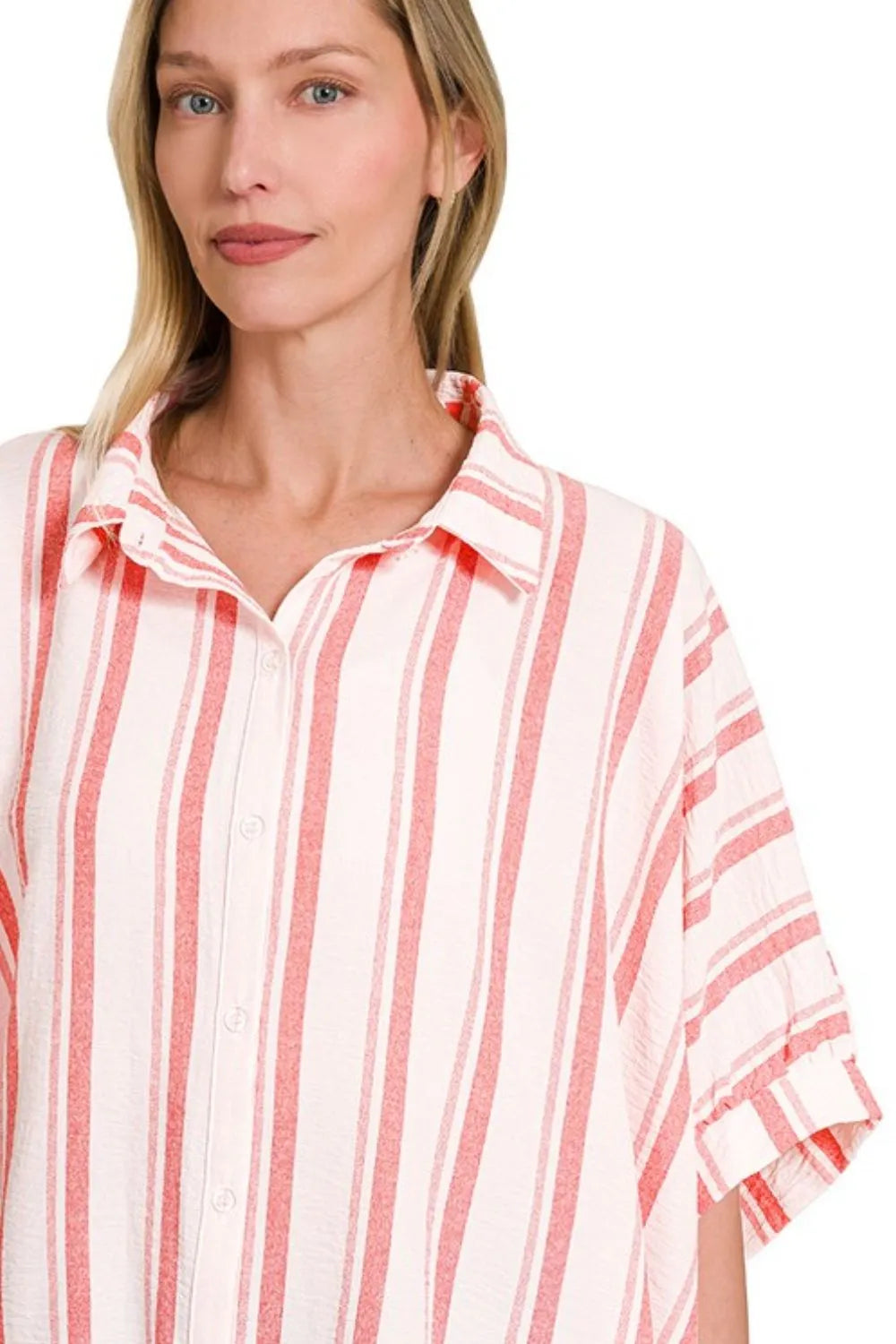 Woven Yarn-Dye Stripe Oversized Button Down Shirt – Chic & Versatile