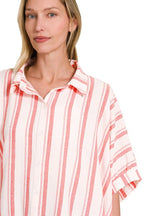 Woven Yarn-Dye Stripe Oversized Button Down Shirt – Chic & Versatile