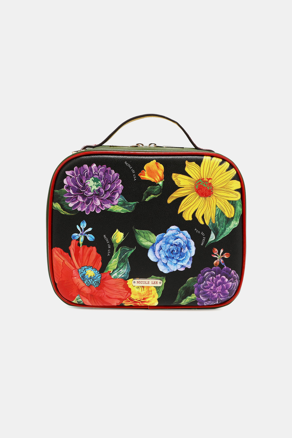 Nicole Lee Printed Handbag – Pebbled & Patent Leather with 3 Pouches