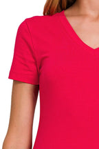 Zenana Basic Cotton V-Neck Tee – Classic, Soft & Everyday Essential