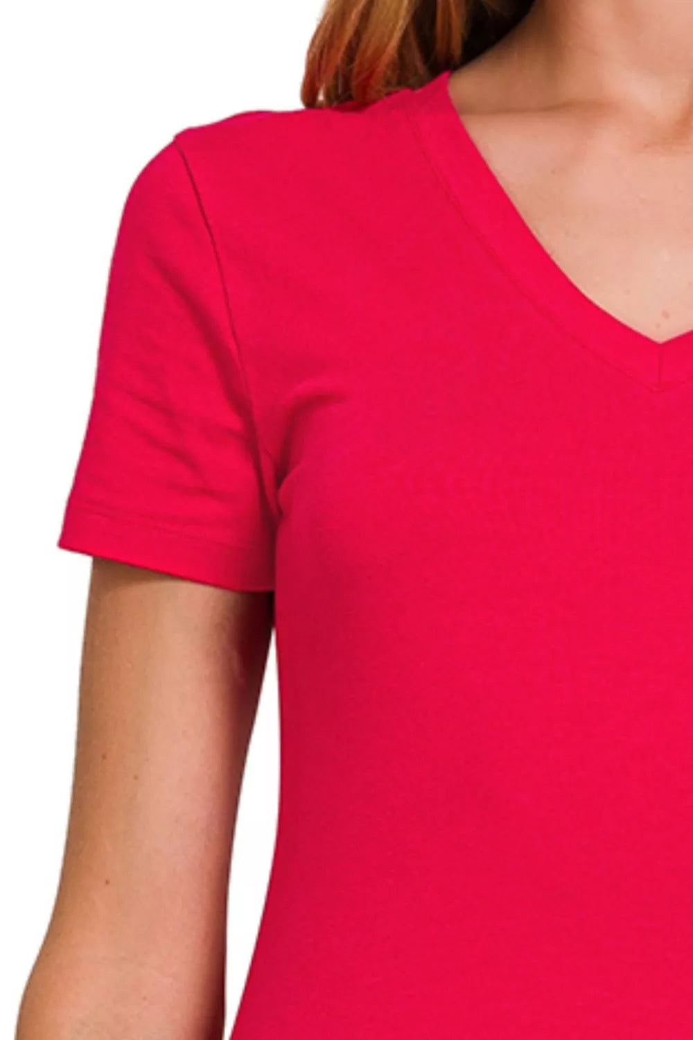 Zenana Basic Cotton V-Neck Tee – Classic, Soft & Everyday Essential