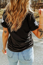 Glitter Ghost Round Neck Short Sleeve T-Shirt – Fun Halloween Top