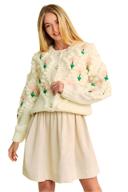Davi & Dani Floral Pattern Button Down Cardigan