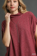 Umgee Textured Mock Neck Top – Effortless Relaxed Fit Chic Style