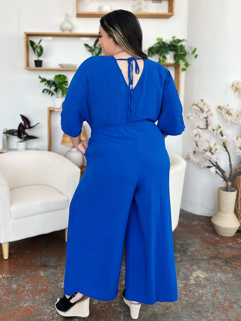 Surplice Wide Leg Jumpsuit with Pockets – Flattering, Chic & Comfy