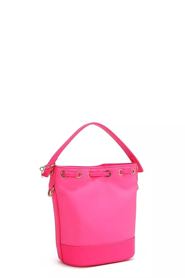 Red Bucket Crossbody Bag with Patches – Playful Street-Style Purse