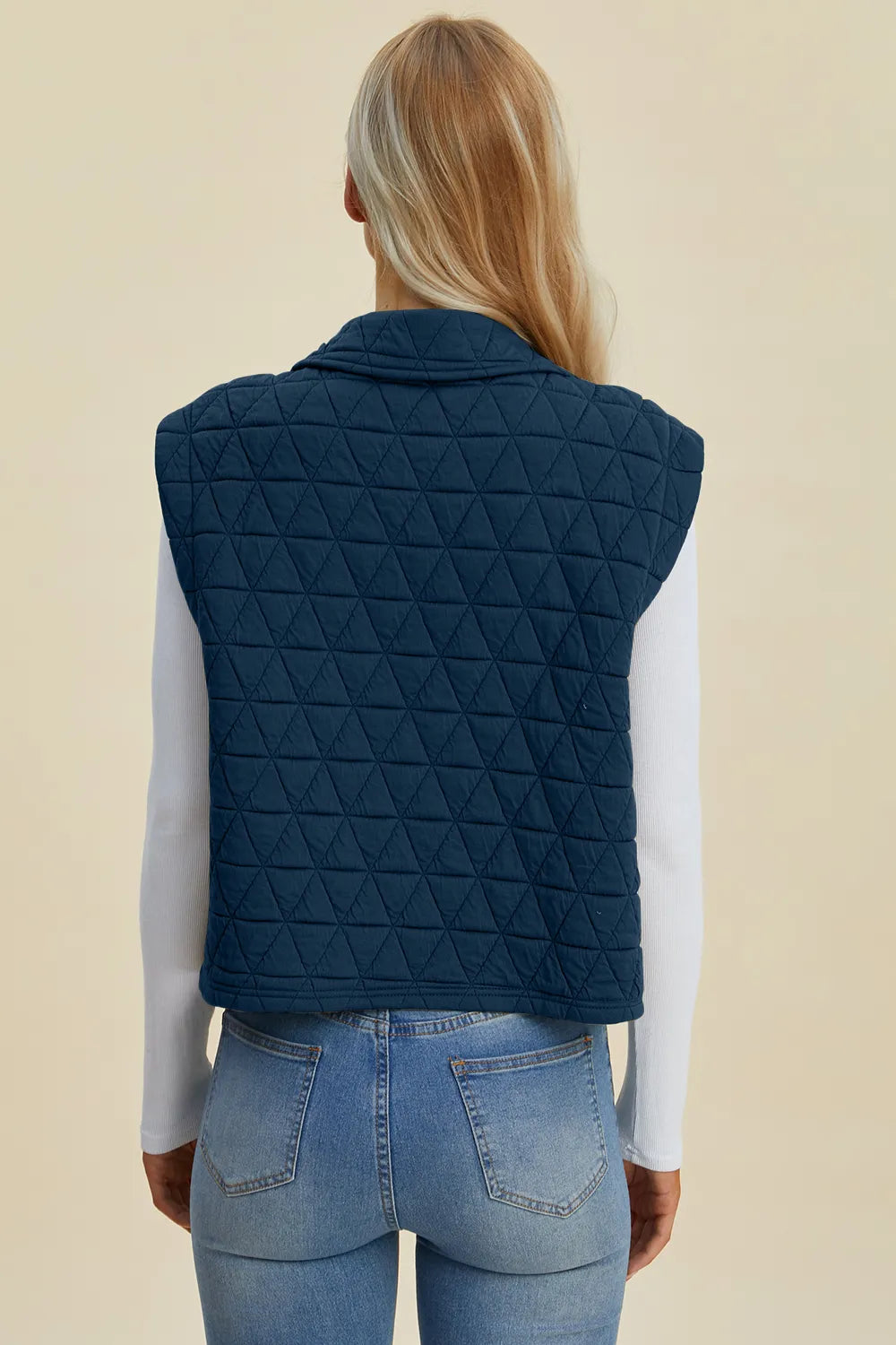 Double Take Full Size Snap Down Textured Vest Coat with Pockets