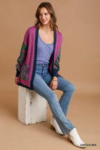 Animal Print Sweater Cardigan – Trendy Open-Front Layering Piece