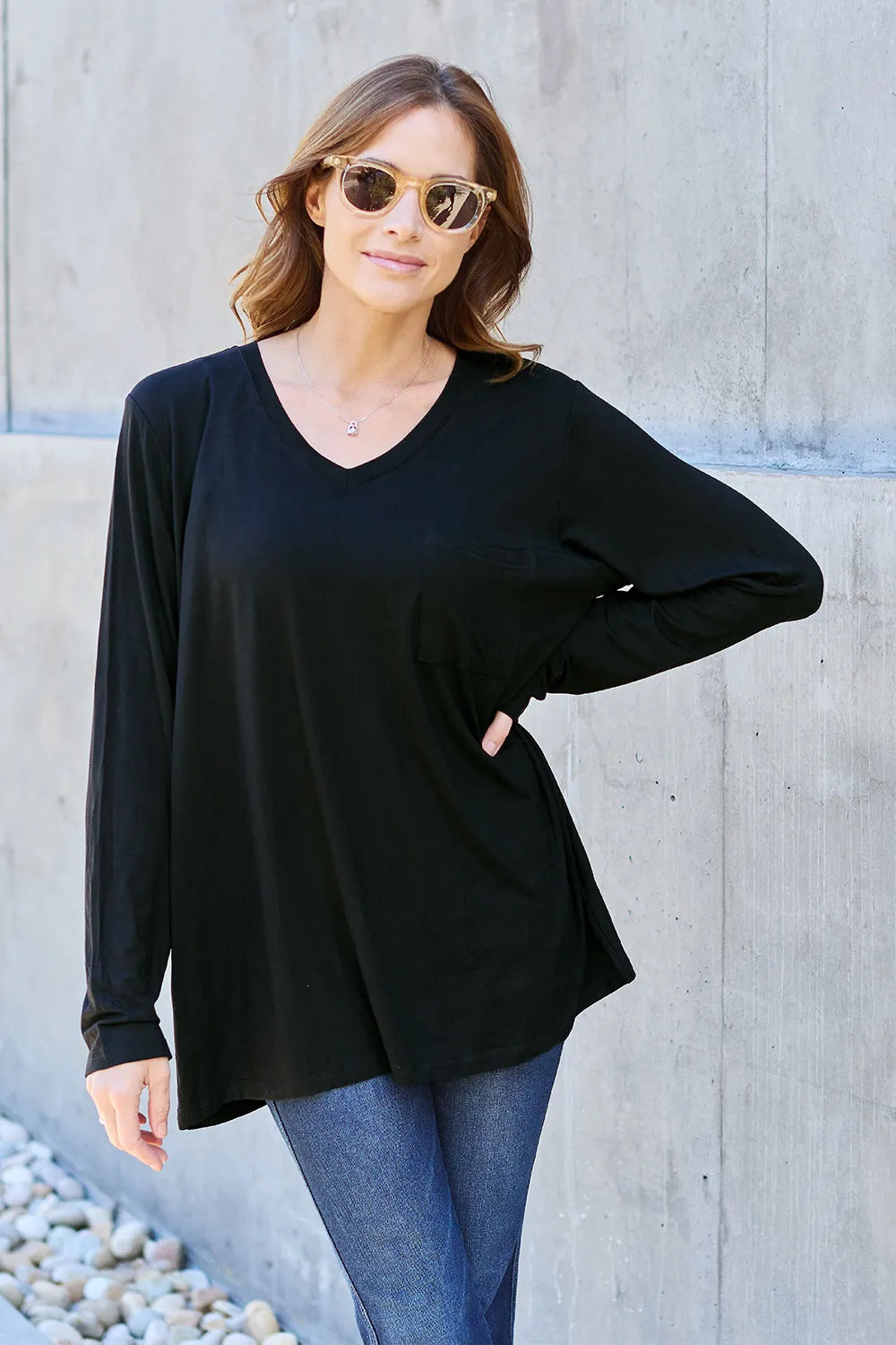 V-Neck Long Sleeve Top – Classic, Flattering & Versatile