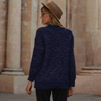 Hope Horizon Navy Blue Frenchy Shine Mock Neck Sweater