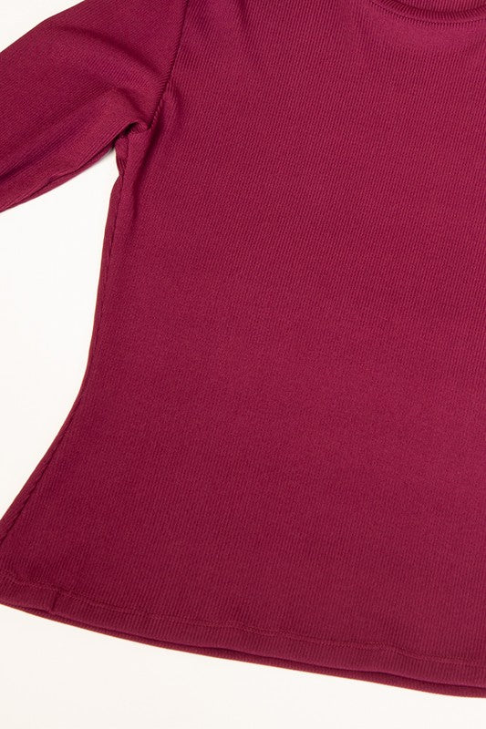 Capella Ribbed Long Sleeve Top – Classic Round Neck Everyday Style