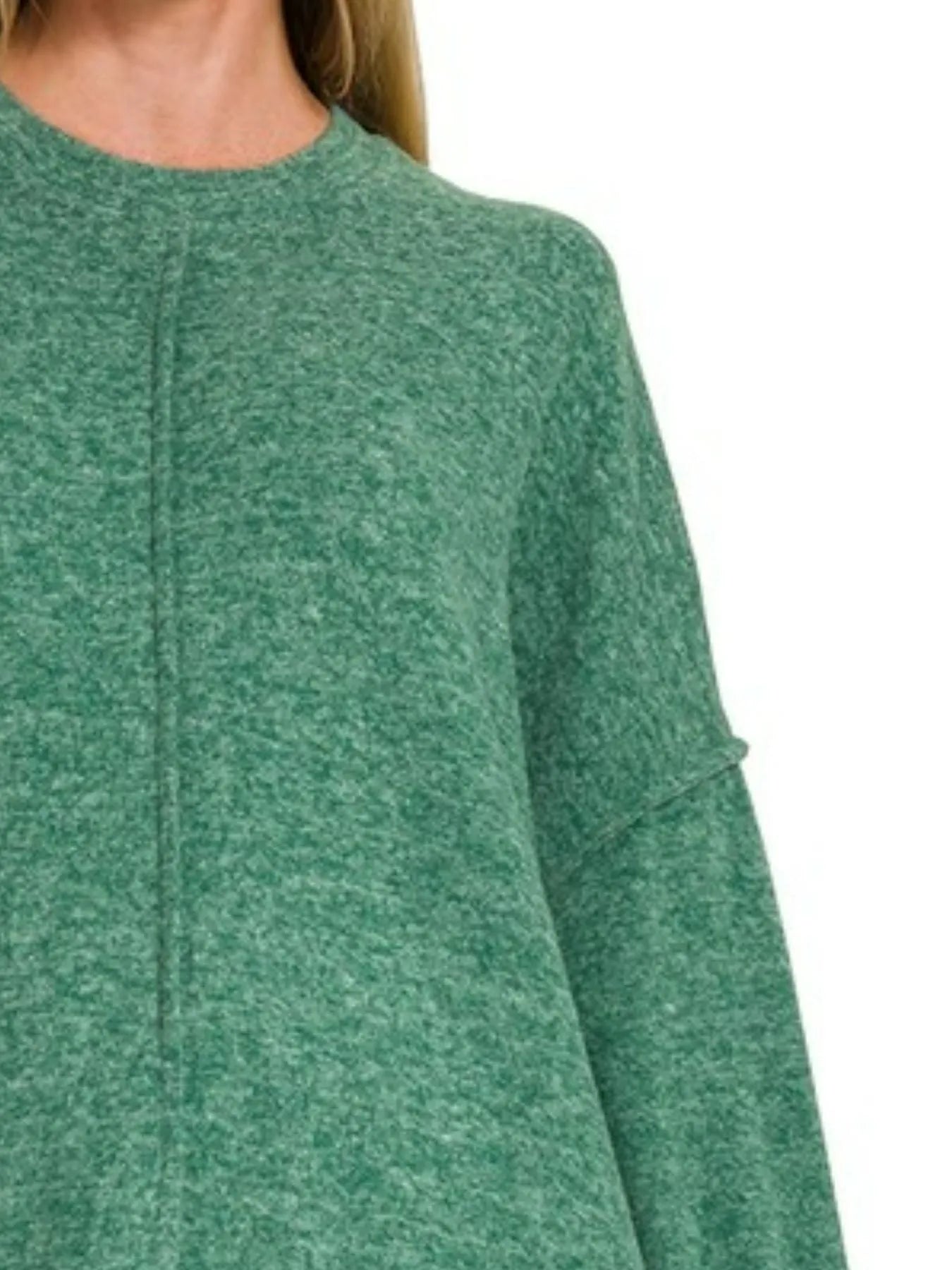Green Marled Oversized Pullover Sweater – Cozy & Effortless Style