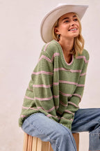 BiBi Striped Long Sleeve Sweater – Classic Cozy Everyday Style