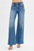 Risen High Rise Wide Leg Jeans