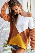 BiBi Color Block Geometric Sweater – Bold, Modern & Cozy Knitwear Style
