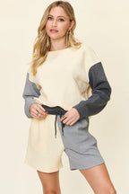 Contrast Drop Shoulder Top & Shorts Set – Trendy, Comfy & Versatile