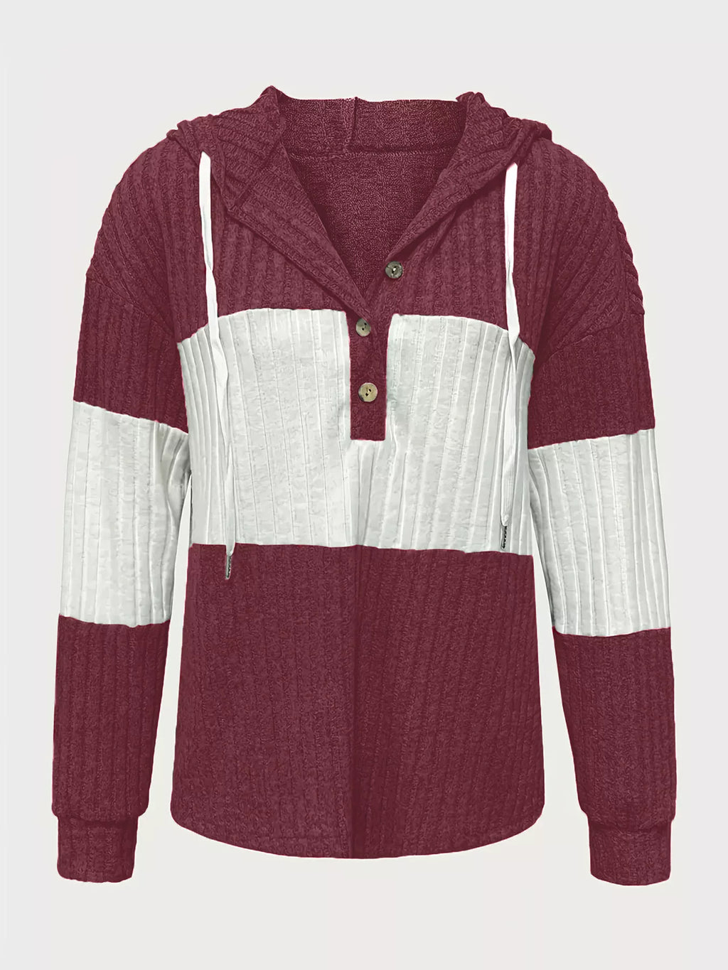 Color Block Drawstring Long Sleeve Hoodie – Casual Cozy Pullover