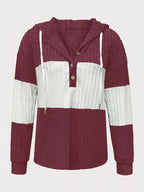 Color Block Drawstring Long Sleeve Hoodie – Casual Cozy Pullover
