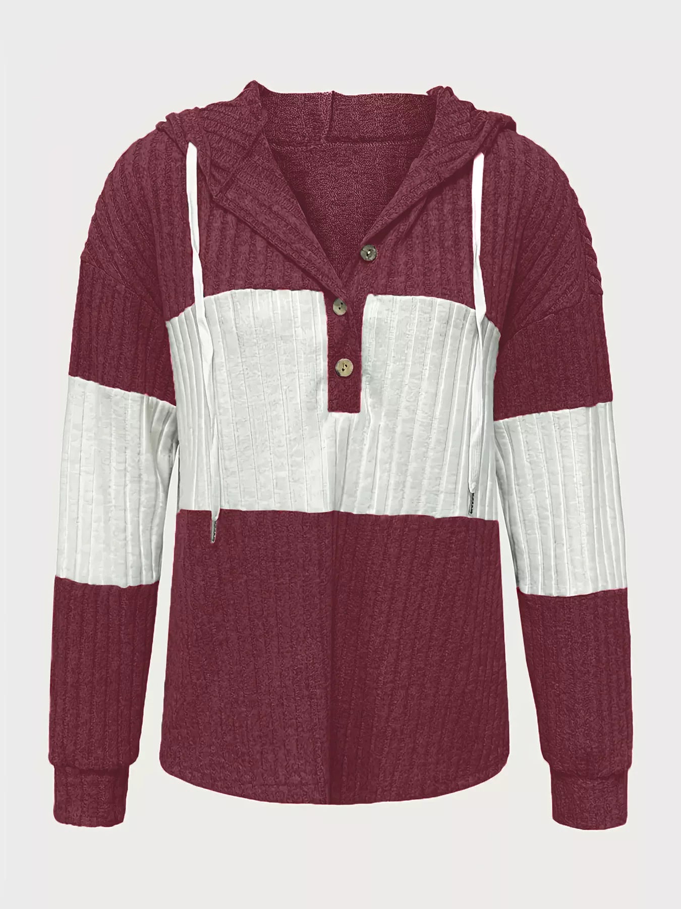 Color Block Drawstring Long Sleeve Hoodie – Casual Cozy Pullover