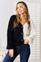 Contrast V-Neck Cardigan – Chic, Feminine & Perfect for Layering