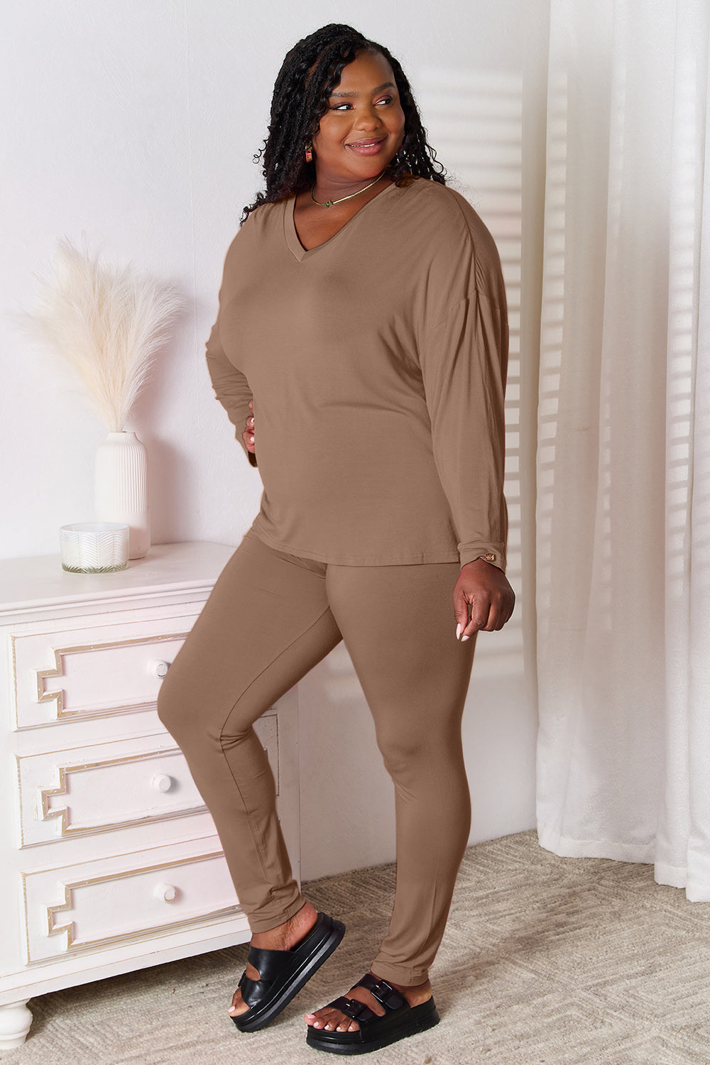 V-Neck Long Sleeve Lounge Set – Cozy, Stylish & Effortless