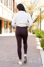 Belle Brown Fleece Leggings – Cozy Full Length Warm Winter Essential