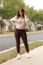 Belle Brown Fleece Leggings – Cozy Full Length Warm Winter Essential
