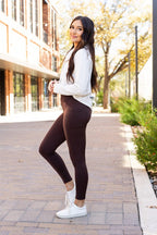 Belle Brown Fleece Leggings – Cozy Full Length Warm Winter Essential