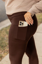 Belle Brown Fleece Leggings – Cozy Full Length Warm Winter Essential