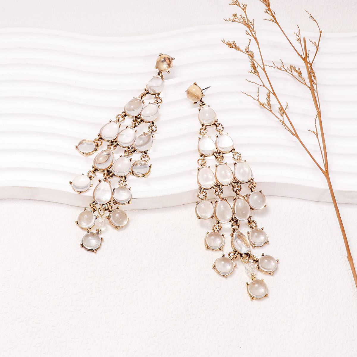 Alloy & Rhinestone Teardrop Earrings – Elegant Sparkling Jewelry