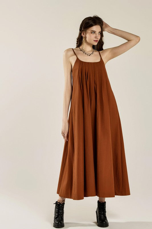 Noflik Plus Sleeveless Dress Tuck Detail & Tie Plus Size