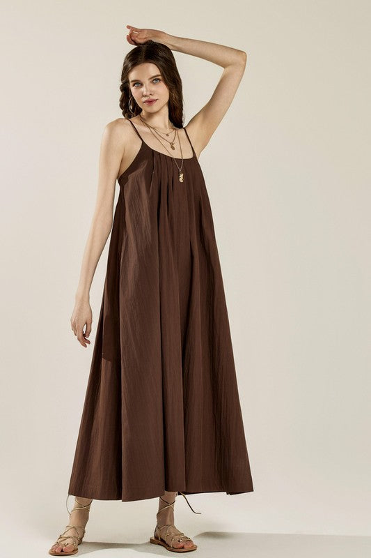 Noflik Plus Sleeveless Dress Tuck Detail & Tie Plus Size