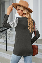 Leopard Striped Round Neck T-Shirt – Casual Chic Everyday Top