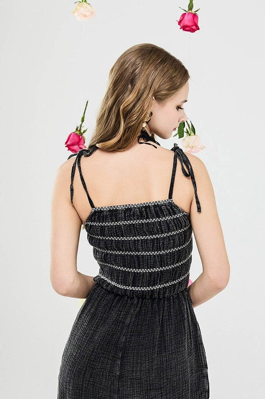 Noflik Plus Smocked Top Jumpsuit – Wide Leg Gauze Chic Style