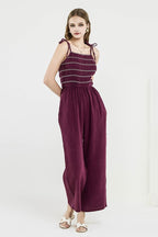 Noflik Plus Smocked Top Jumpsuit – Wide Leg Gauze Chic Style