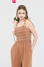 Noflik Plus Smocked Top Jumpsuit – Wide Leg Gauze Chic Style