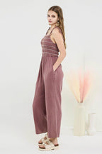 Noflik Plus Smocked Top Jumpsuit – Wide Leg Gauze Chic Style