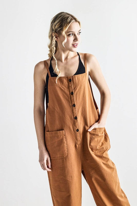 Noflik Plus Sleeveless Overall Jumpsuit – Chic Button Down Style
