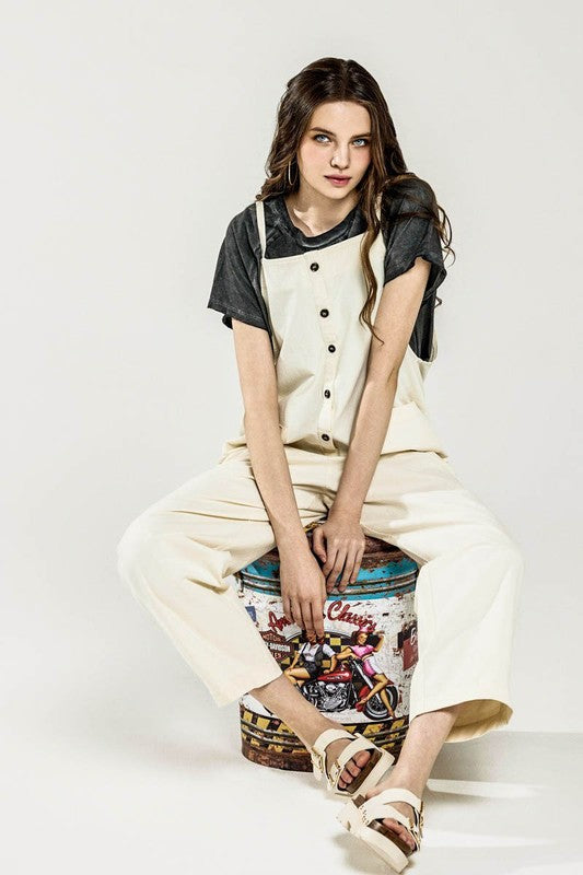 Noflik Plus Sleeveless Overall Jumpsuit – Chic Button Down Style