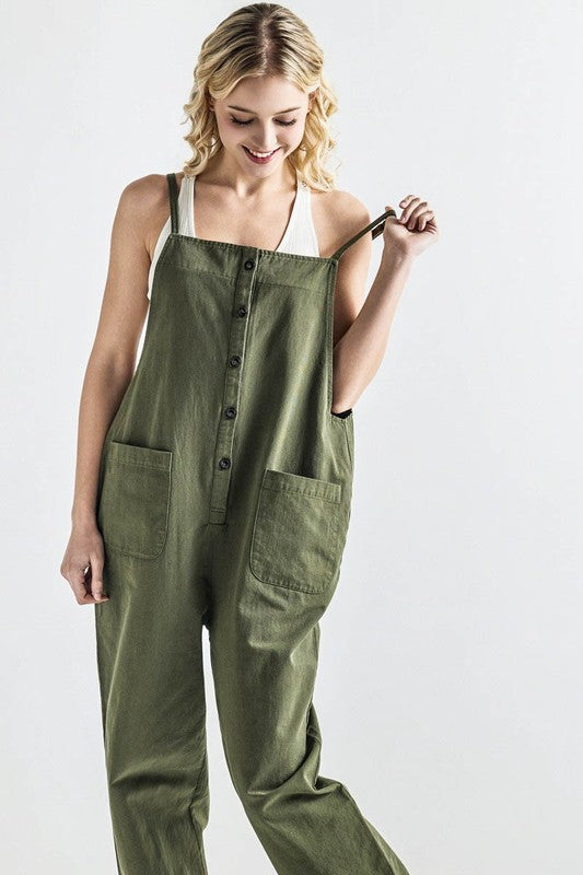 Noflik Plus Sleeveless Overall Jumpsuit – Chic Button Down Style