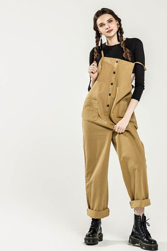 Noflik Plus Sleeveless Overall Jumpsuit – Chic Button Down Style