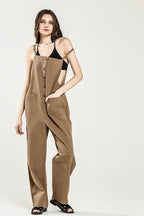 Noflik Plus Sleeveless Overall Jumpsuit – Chic Button Down Style